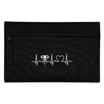 Elephant - Heart Line - ECG - Pulse - Gift - Pencil Case - black - Front