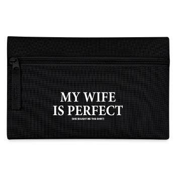 Meine Frau ist perfekt - passendes Geschenk für Ehemann - Federtasche - Schwarz - Vorne