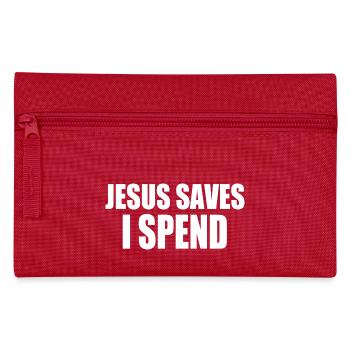 jesus saves i spend - Federtasche - Rot - Vorne