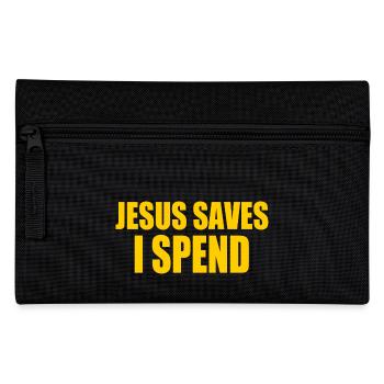 jesus saves i spend - Federtasche - Schwarz - Vorne