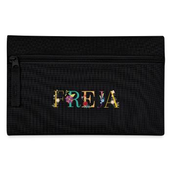Le nom FREJA est décoré de fleurs - Trousse - noir - Devant