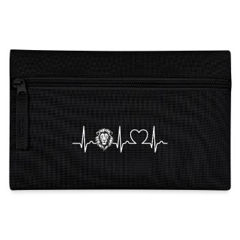 Leo - Lion Head - ECG - Heart Curve - Pulse - Pencil Case - black - Front