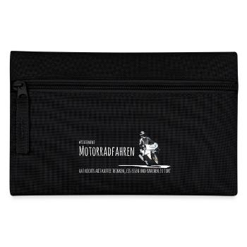 Echter Biker - Motorradfahrer mit Spruch - Federtasche - Schwarz - Vorne