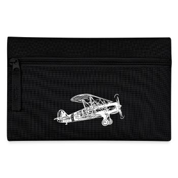 Fliegende Kiste Doppeldecker Vintage Illustration - Federtasche - Schwarz - Vorne