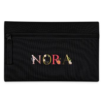 Nom NORA décoré de fleurs - Trousse - noir - Devant