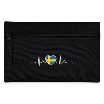 Schweden Herzlinie Herzschlag Skandinavien Urlaub - Federtasche - Schwarz - Vorne
