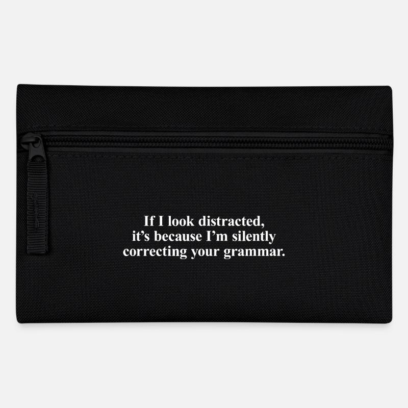Silent Grammar Corrector Tee - Pencil Case - black