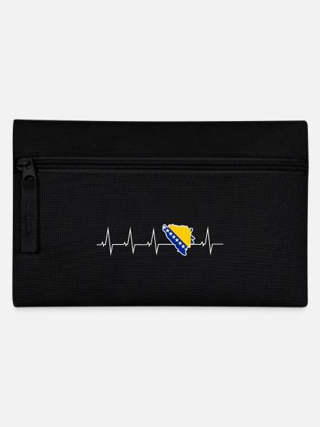 Ich liebe Bosnien und Herzegowina - Herzschlag - Federtasche - Schwarz