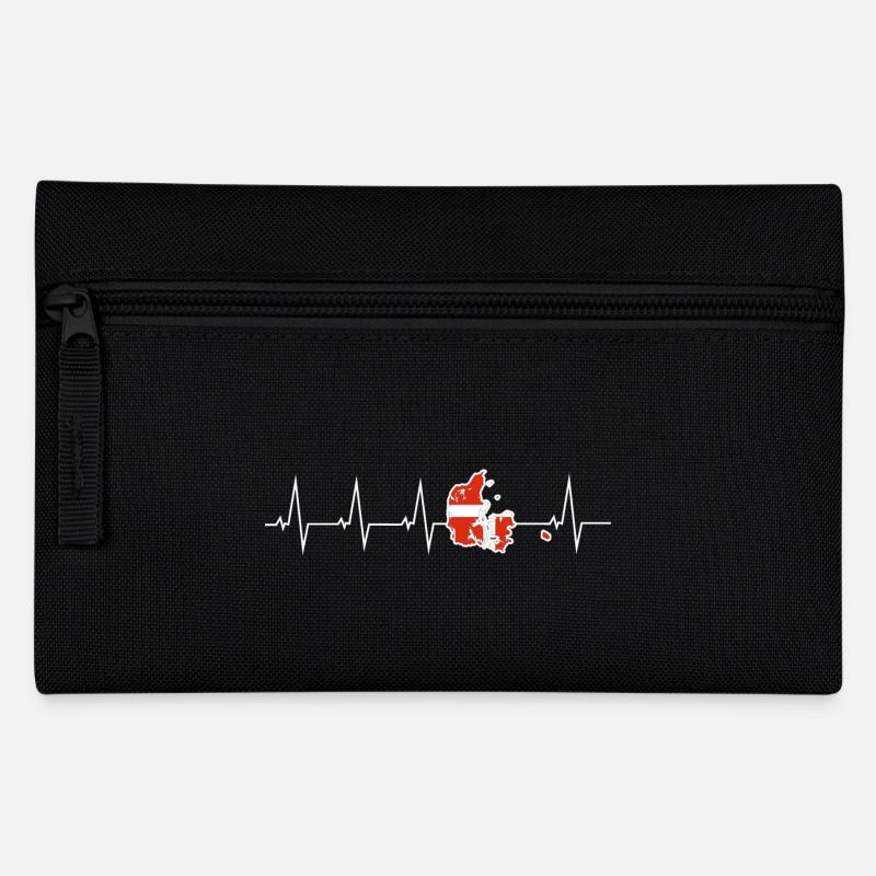 Ich liebe Dänemark - Herzschlag - Federtasche - Schwarz
