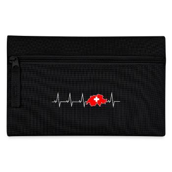 Ich liebe die Schweiz - Herzschlag - Federtasche - Schwarz - Vorne