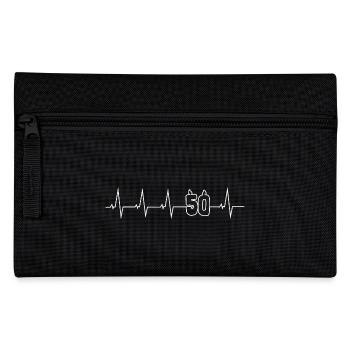 50 Jahre - Happy Birthday - Herzschlag - Federtasche - Schwarz - Vorne