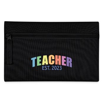 Enseignant Est. 2023 Diplôme d’enseignant Cadeau d’enseignant - Trousse - noir - Devant