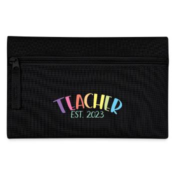 Enseignant Est. 2023 Diplôme d’enseignant Cadeau d’enseignant - Trousse - noir - Devant