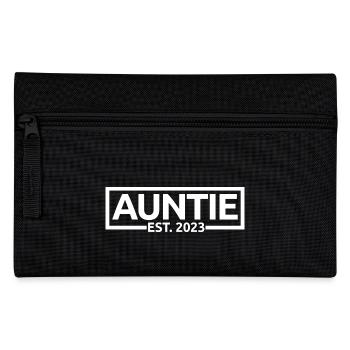 Auntie Est. 2023, Auntie To Be, Pregnancy Reveal - Pencil Case - black - Front
