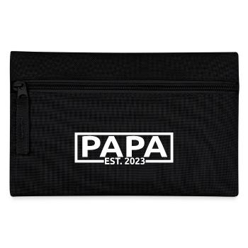 Papa Est. 2023, Dad To Be, Schwangerschaft enthüllen - Federtasche - Schwarz - Vorne
