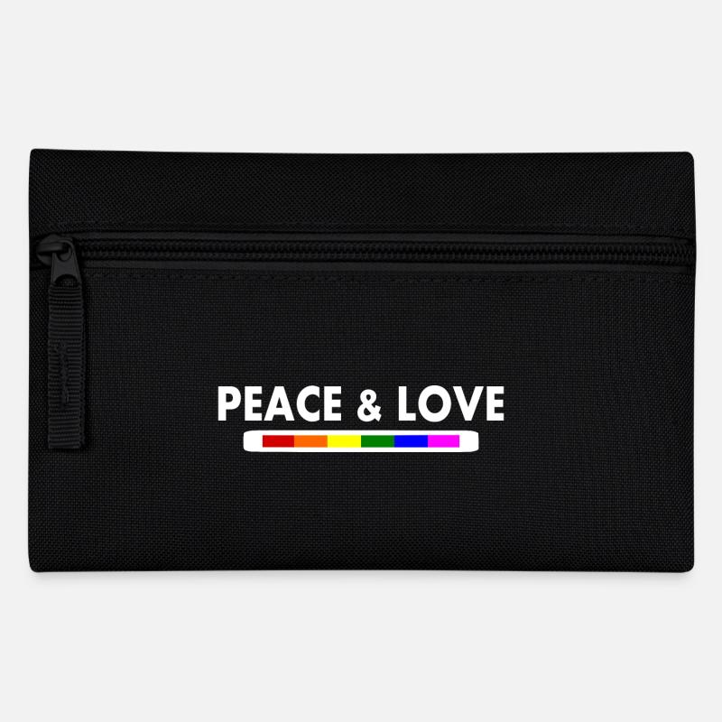 Peace and love - Federtasche - Schwarz