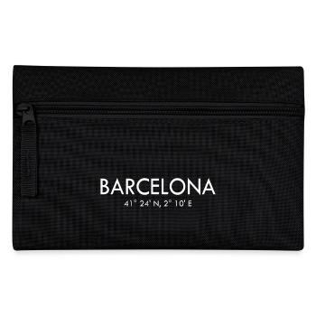 Barcelona - Spain - Coordinates Latitude Longitude - Federtasche - Schwarz - Vorne