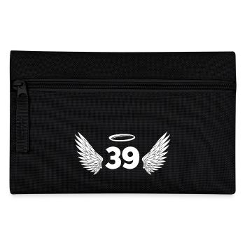 Nummer 39 Engel - Flügel zum 39. Geburtstag - Federtasche - Schwarz - Vorne