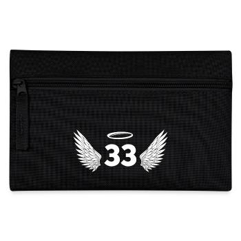 Nummer 33 Engel - Flügel zum 33. Geburtstag - Federtasche - Schwarz - Vorne