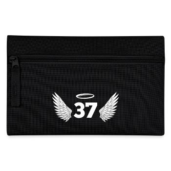 Nummer 37 Engel - Flügel zum 37. Geburtstag - Federtasche - Schwarz - Vorne