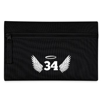 Nummer 34 Engel - Flügel zum 34. Geburtstag - Federtasche - Schwarz - Vorne
