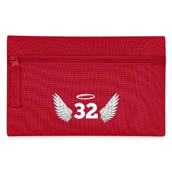 Number 32 Angel - 32nd Birthday Wings - Pencil Case - red - Front
