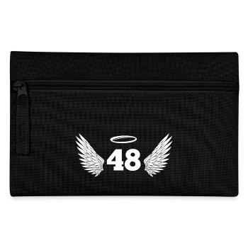 Engel Zahl 48 - 48. Geburtstag Flügel - Federtasche - Schwarz - Vorne