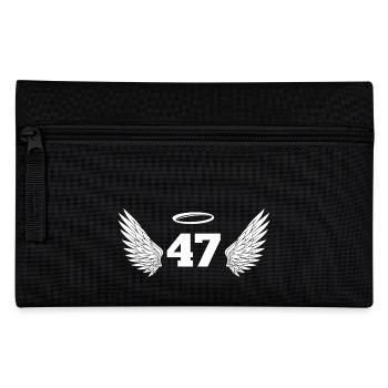 Engelszahl 47 - Flügel zum 47. Geburtstag - Federtasche - Schwarz - Vorne