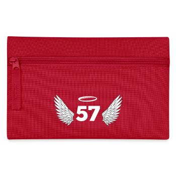 Number 57 Angel - 57th Birthday Wings - Pencil Case - red - Front