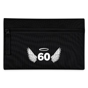 Number 60 Angel - 60th Birthday Wings - Pencil Case - black - Front