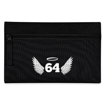 Nummer 64 Engel - Flügel zum 64. Geburtstag - Federtasche - Schwarz - Vorne
