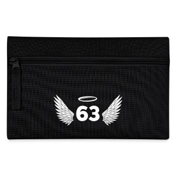 Nummer 63 Engel - Flügel zum 63. Geburtstag - Federtasche - Schwarz - Vorne