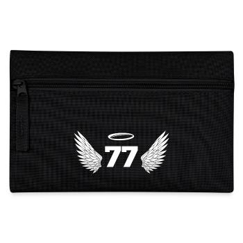 Number 77 Angel - 77th Birthday Wings - Pencil Case - black - Front