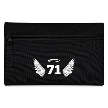 Nummer 71 Engel - Flügel zum 71. Geburtstag - Federtasche - Schwarz - Vorne