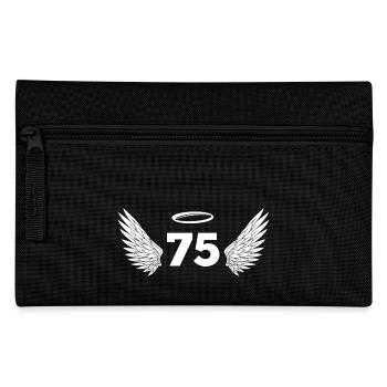 Number 75 Angel - 75th Birthday Wings - Pencil Case - black - Front