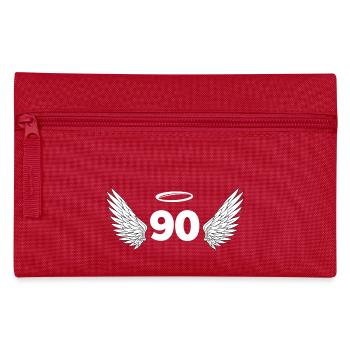 Number 90 Angel - 90th Birthday Wings - Pencil Case - red - Front