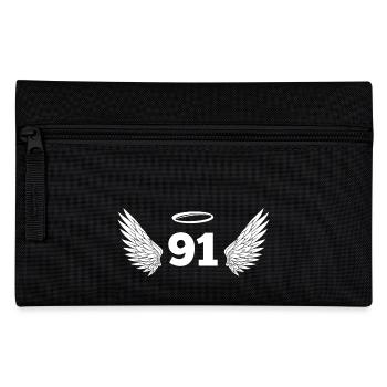 Number 91 Angel - 91st Birthday Wings - Pencil Case - black - Front