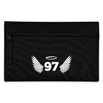 Nummer 97 Engel - Flügel zum 97. Geburtstag - Federtasche - Schwarz - Vorne