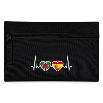 Dominica Spain Vintage Heartbeat Flag - Pencil Case - black - Front