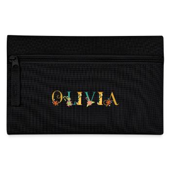 OLIVIA Name Art With Flowers Embroidered - Pencil Case - black - Front