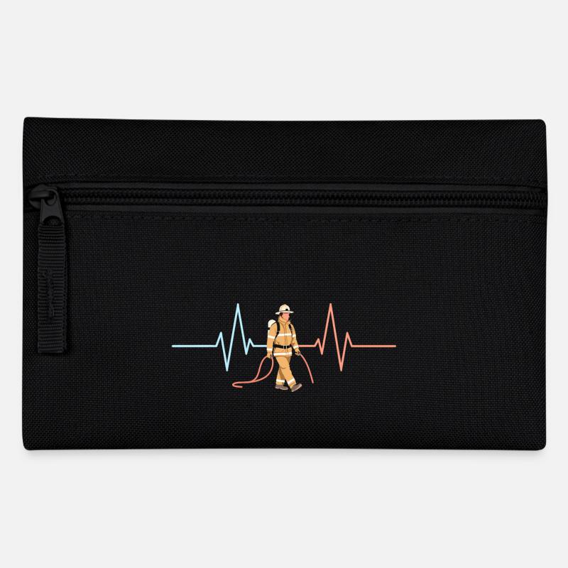 Feuerwehrmann Herzschlag Feuerwehr sprüchen - Federtasche - Schwarz