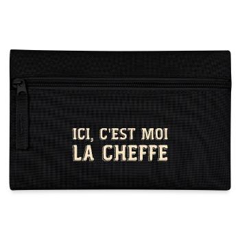 Ici c'est moi la cheffe cadeau patronne humour - Trousse - noir - Devant