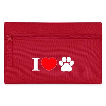 "I love" mit Pfotenabdruck - Federtasche - Rot - Vorne