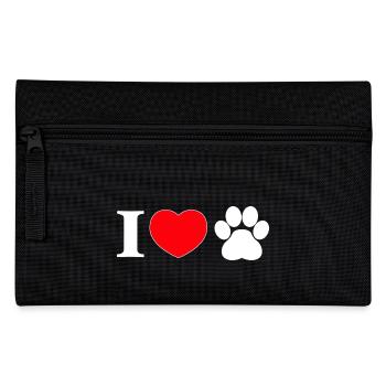 "I love" with paw print - Pencil Case - black - Front