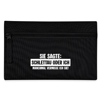 Schlettau Lustig Frau Vermissen - Federtasche - Schwarz - Vorne