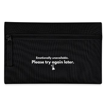 Emotional nicht verfügbar – Minimal Funny Mood Shirt - Federtasche - Schwarz - Vorne