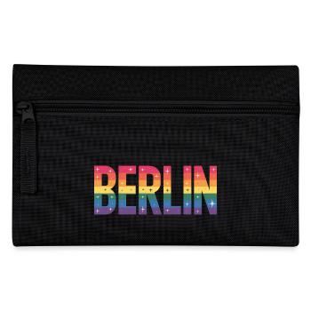 Berlin - Cooles queeres Stadtlogo - Federtasche - Schwarz - Vorne