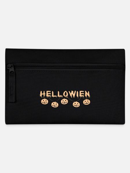 Kürbisgirlande HELLOWIEN - Halloween - Wortspiel - Federtasche - Schwarz