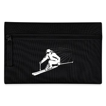Skier skier athletic fast on the road - Pencil Case - black - Front
