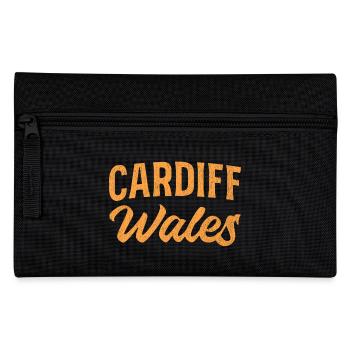 Cardiff Wales Schriftzug Orange - Federtasche - Schwarz - Vorne